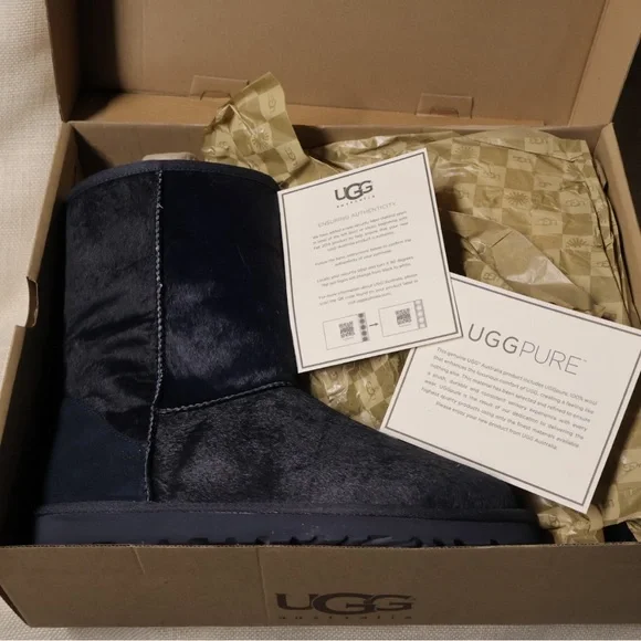UGG Blue Calf Hair Exotic Classic Short Boots - Picture 7 of 8